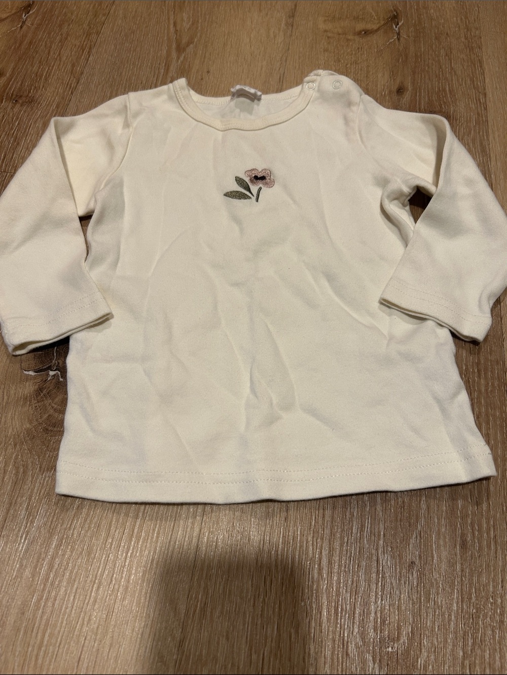 Jamie Kay Cream Long-Sleeve Top with Pink Floral Embroidery